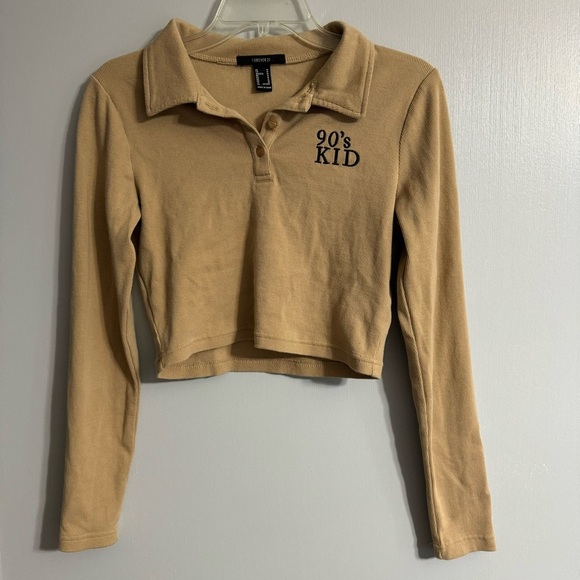 3/$32 Forever 21 The 90’s Kid Crop Long Sleeve Shirt Size Medium - Picture 1 of 5